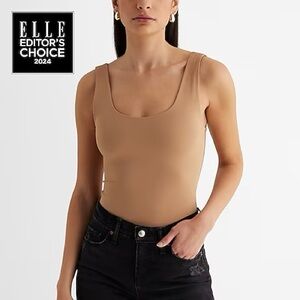 Body Contour High Compression Scoop Neck Bodysuit, size medium in nude